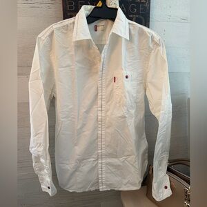 Levi's White Dress Shirt with Red Accent Buttons